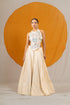 Kzari Silk Base Safed Rangeen Lehenga Choli